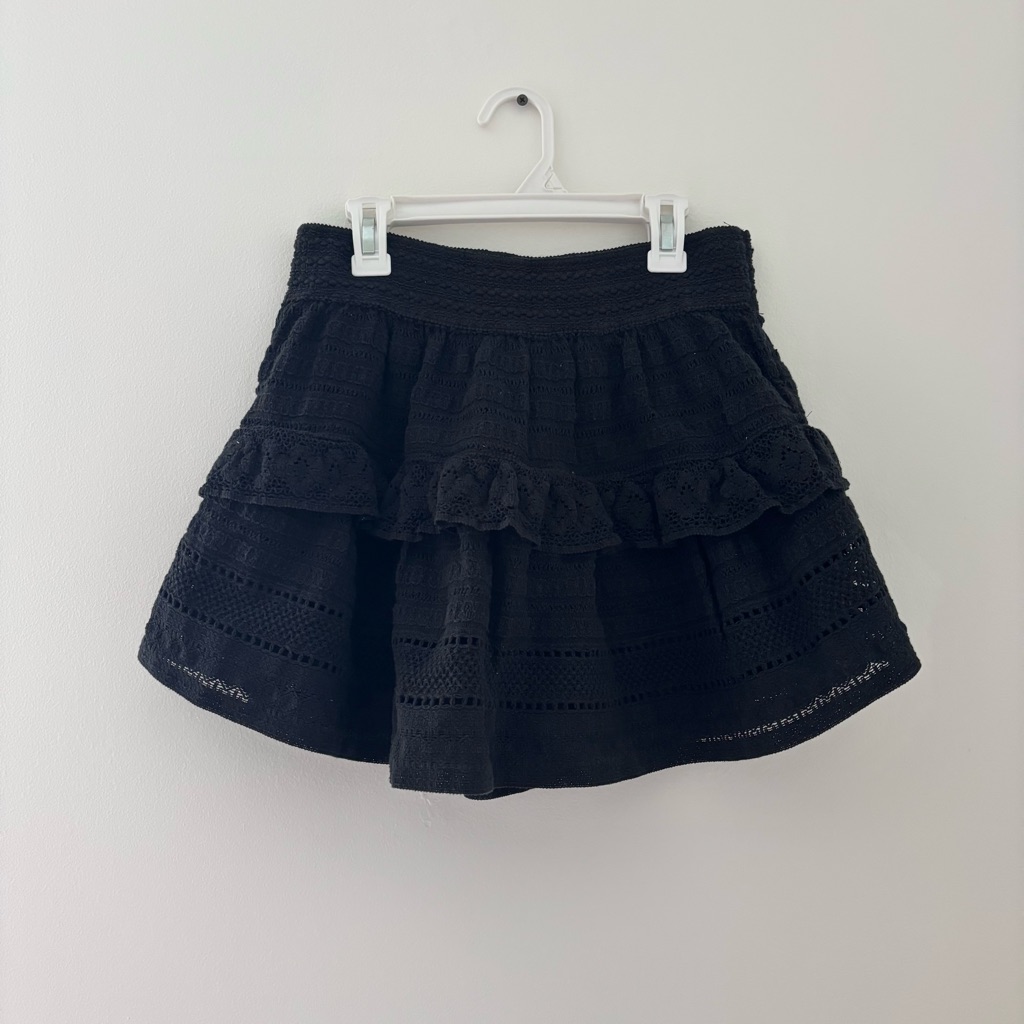 Aerie Texture Lace Ruffle Mini Skirt